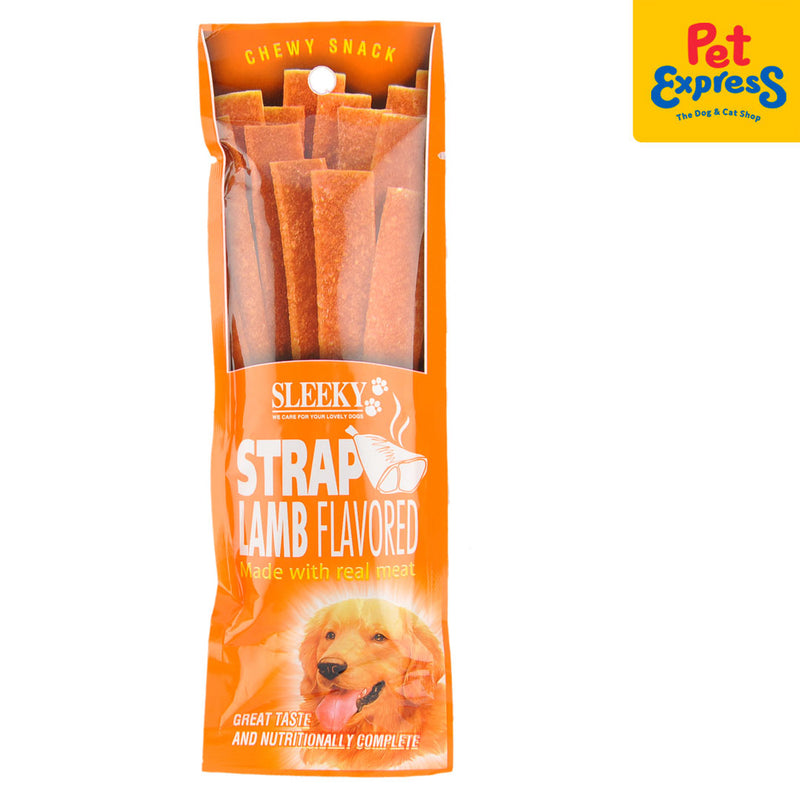 Sleeky Chewy Snack Strap Lamb Dog Treats 50g (2 packs)_front