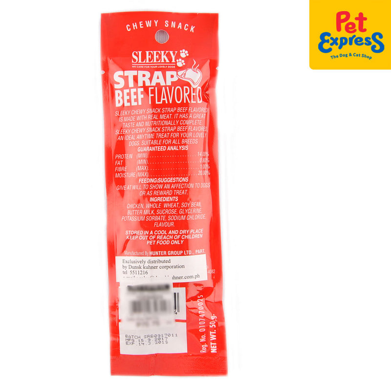 Sleeky Chewy Snack Strap Beef Dog Treats 50g (2 packs)_back