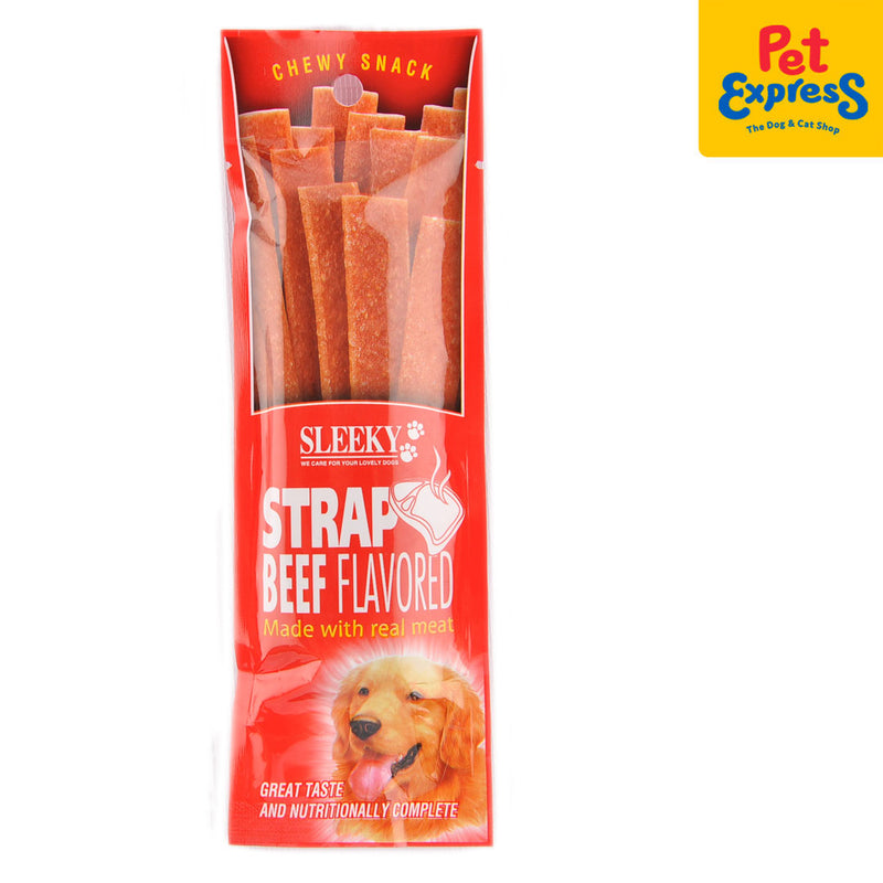 Sleeky Chewy Snack Strap Beef Dog Treats 50g (2 packs)_front