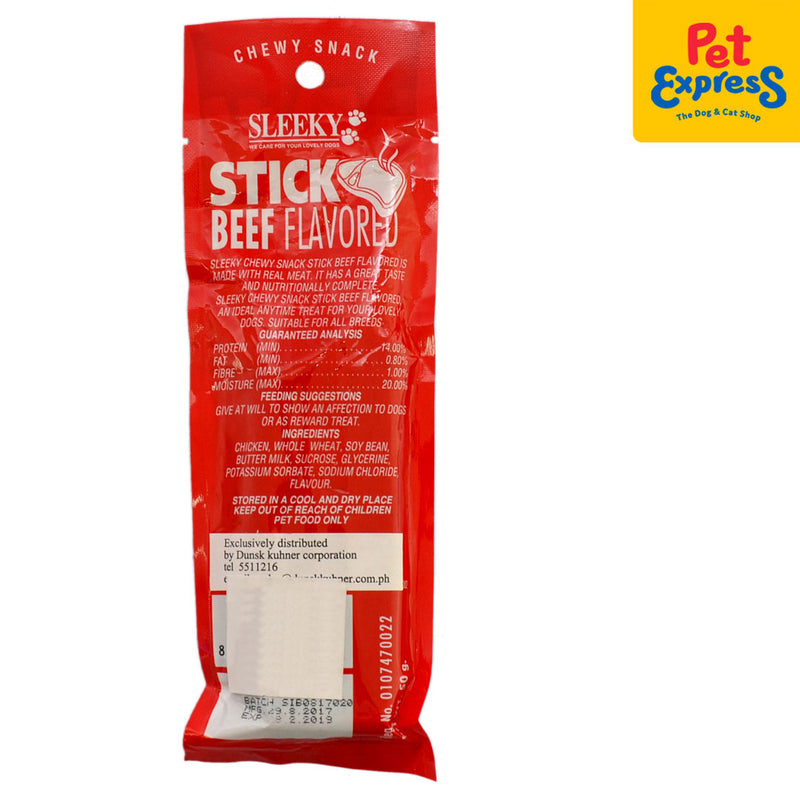 Sleeky Chewy Snack Stick Beef Dog Treats 50g (2 packs)_back