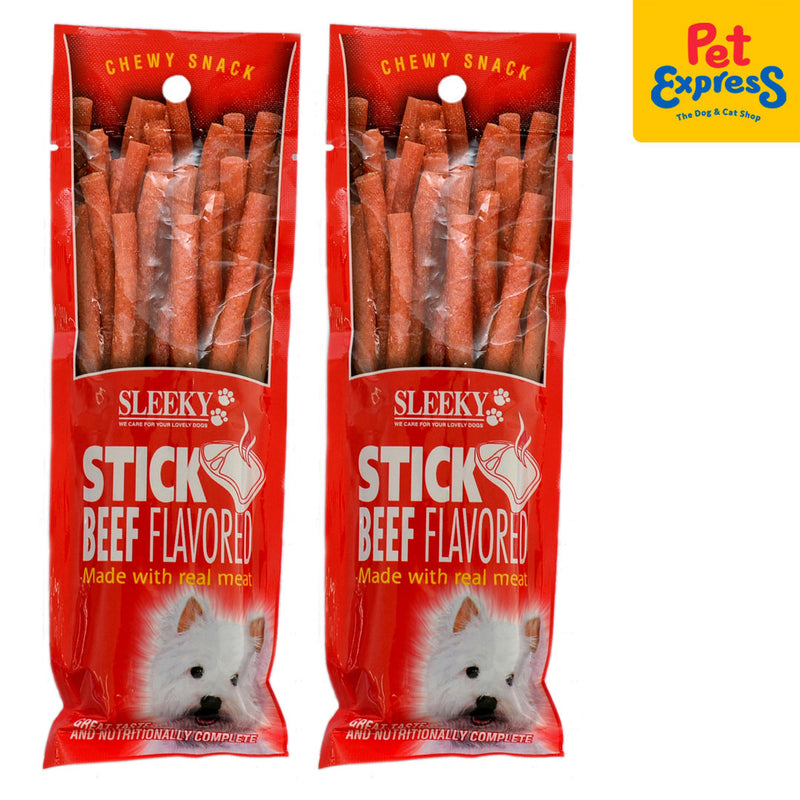 Sleeky Chewy Snack Stick Beef Dog Treats 50g (2 packs)