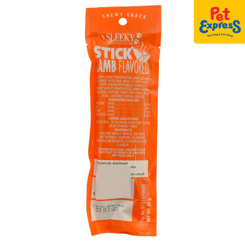 Sleeky Chewy Snack Stick Lamb Dog Treats 50g (2 packs)_back
