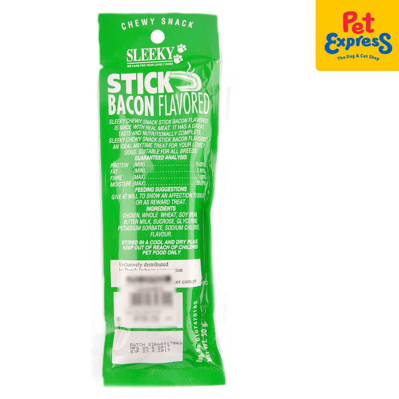 Sleeky Chewy Snack Stick Bacon Dog Treats 50g (2 packs)_back