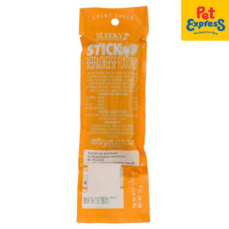 Sleeky Chewy Snack Stick Beef and Cheese Dog Treats 50g (2 packs)_back