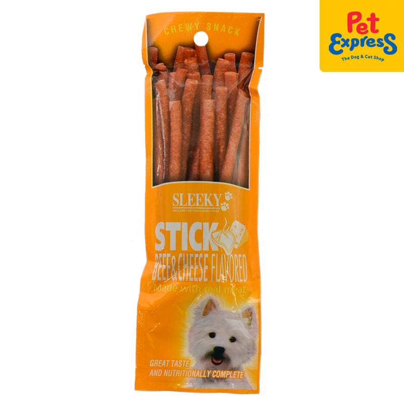 Sleeky Chewy Snack Stick Beef and Cheese Dog Treats 50g (2 packs)_front