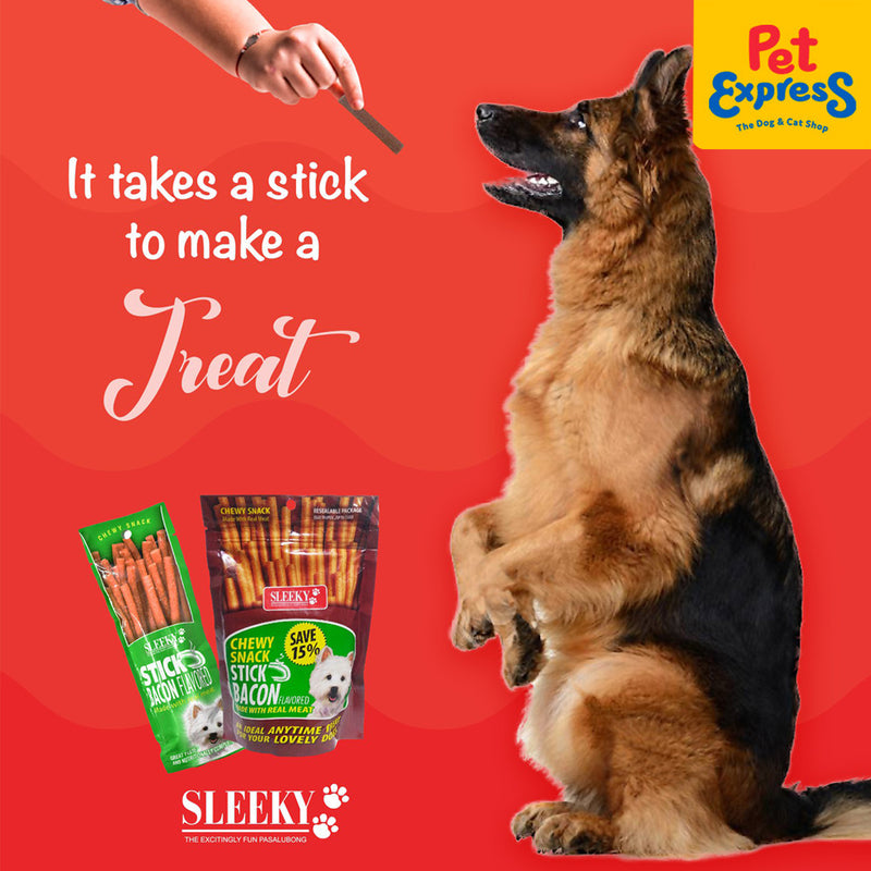 Sleeky Chewy Snack Strap Bacon Dog Treats 175g_dog