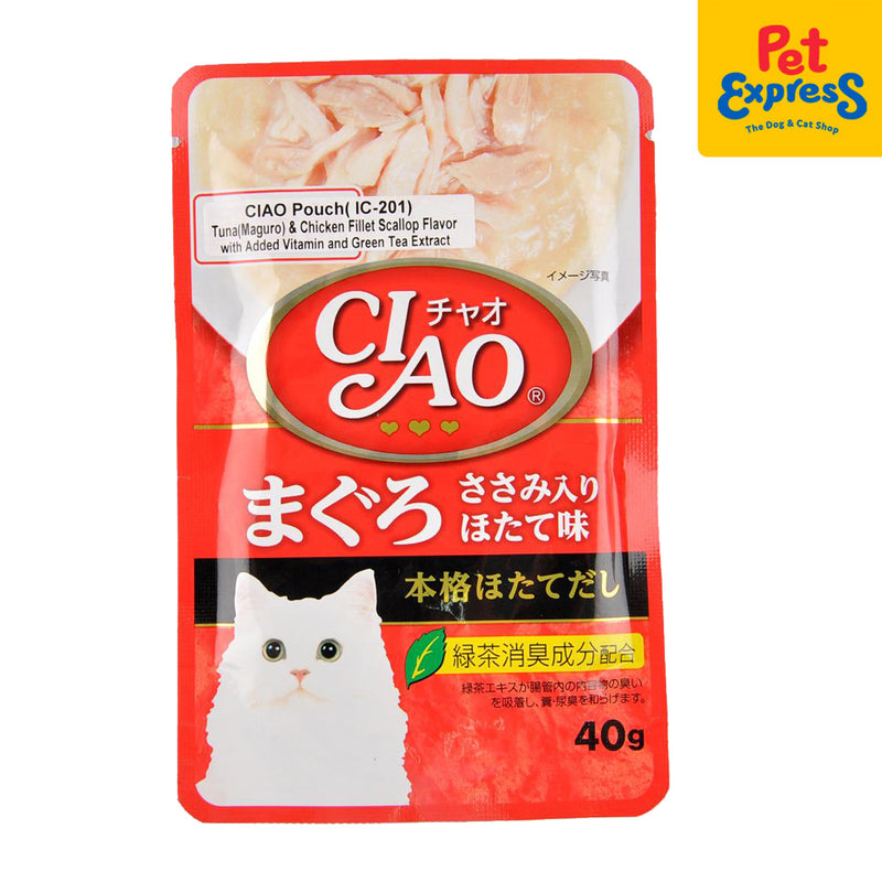 Ciao Tuna and Chicken Fillet Scallop Wet Cat Food 40g (IC-201) (16 pouches)
