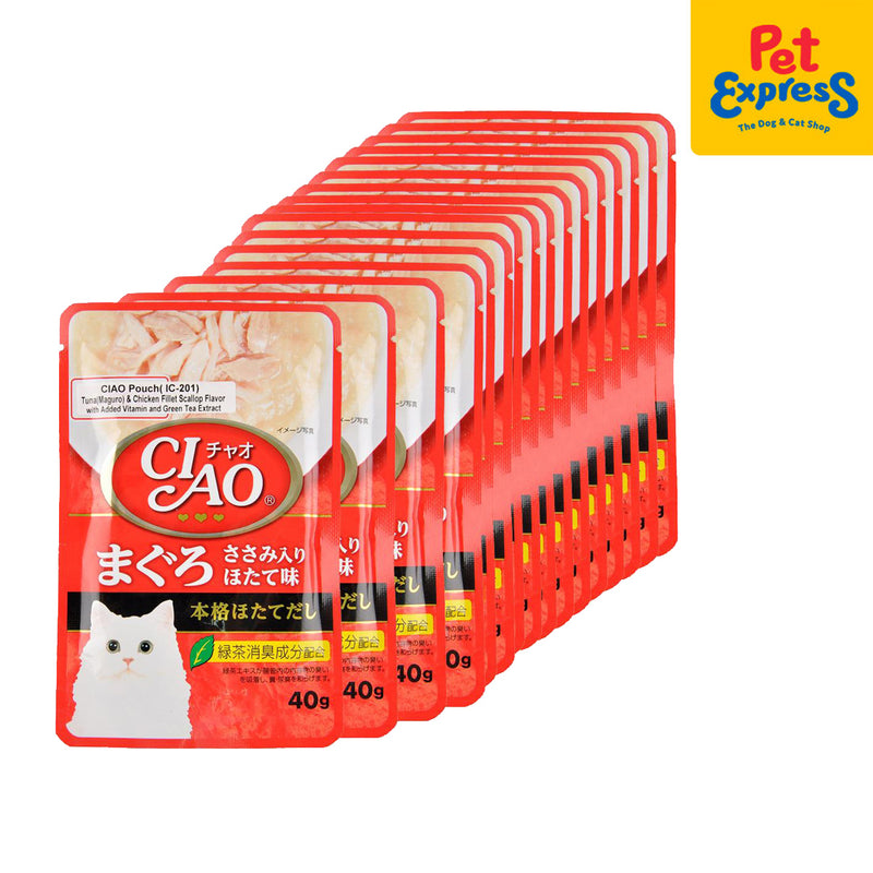 Ciao Tuna and Chicken Fillet Scallop Wet Cat Food 40g (IC-201) (16 pouches)