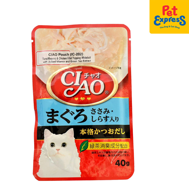 Ciao Tuna and Chicken Fillet Whitebait Wet Cat Food 40g (IC-202) (16 pouches)