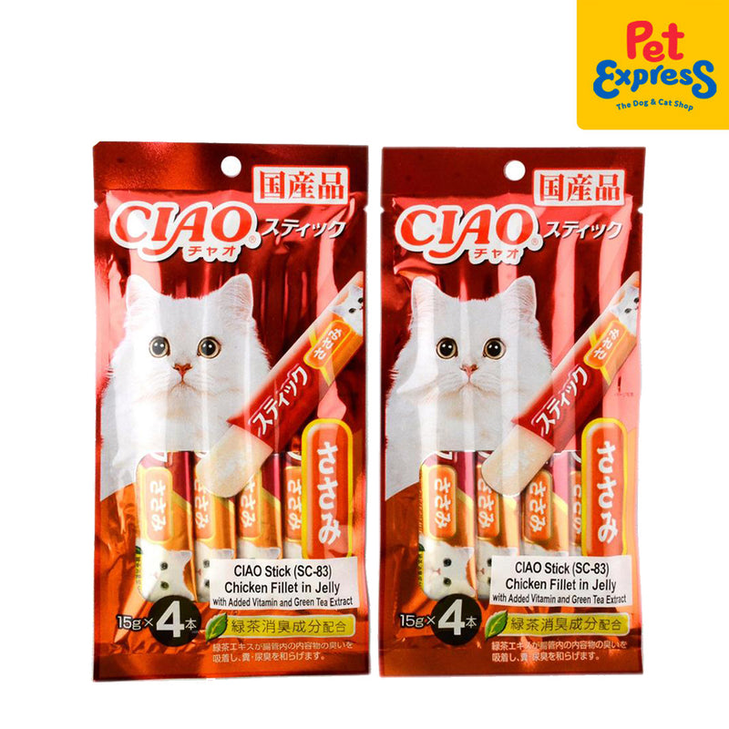 Ciao Jelly Stick Chicken Fillet Cat Treats 15gx4 (SC-83) (2 packs)