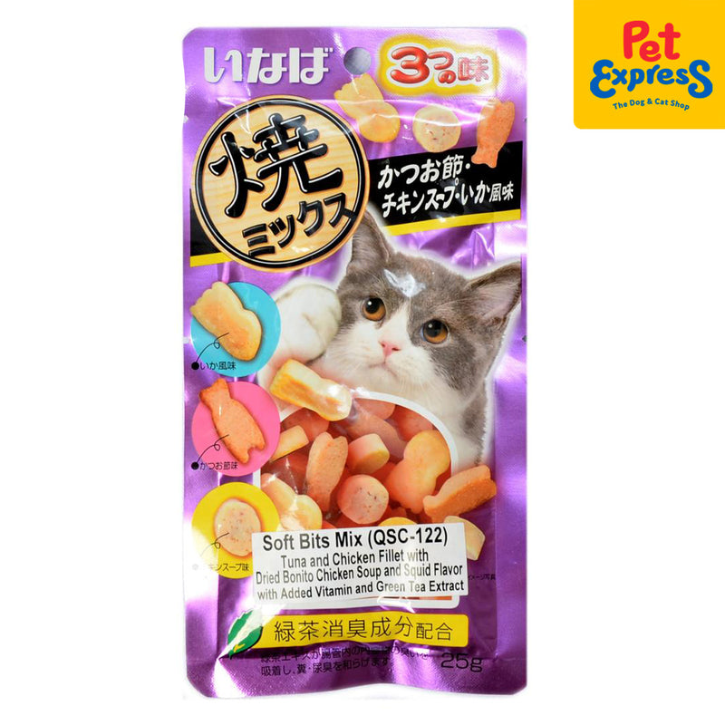 Inaba Soft Bits Mix Tuna and Chicken Fillet Squid Cat Treats 25g (QSC-122) (2 packs)