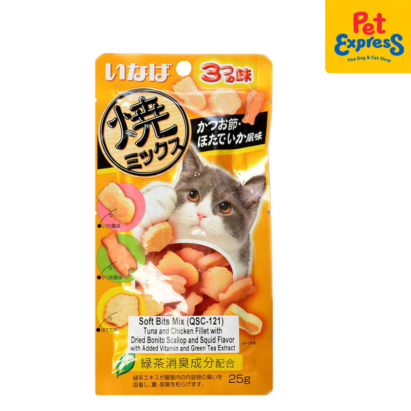 Inaba Soft Bits Mix Tuna and Chicken Fillet Scallop and Squid Cat Treats 25g (QSC-121) (2 packs)
