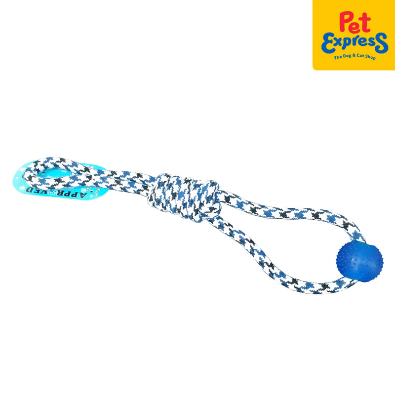 Approved Knotted Houndstooth Loop with Spike Ball Dog Toy Blue