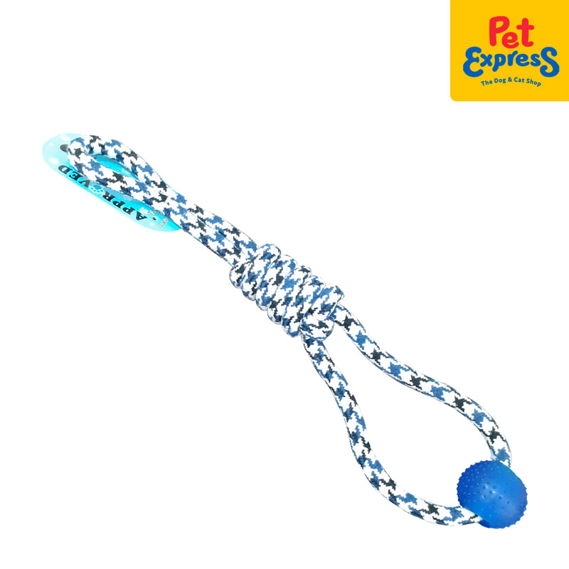 Approved Knotted Houndstooth Loop with Spike Ball Dog Toy Blue