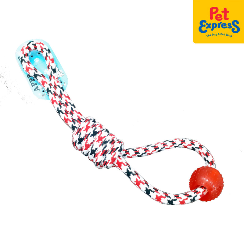Approved Knotted Houndstooth Loop with Spike Ball Dog Toy Red
