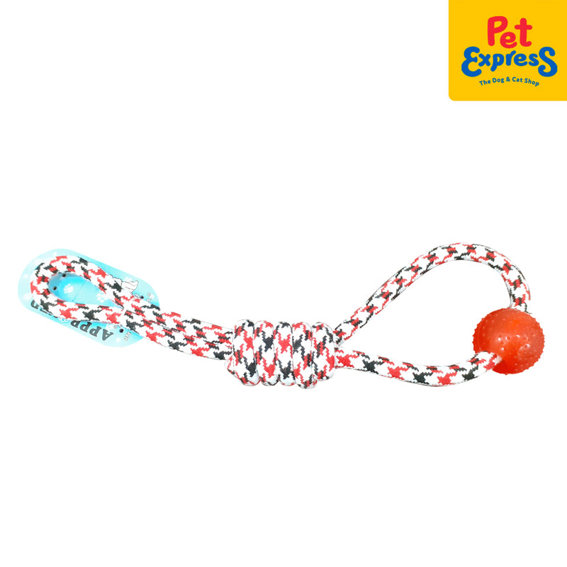 Approved Knotted Houndstooth Loop with Spike Ball Dog Toy Red