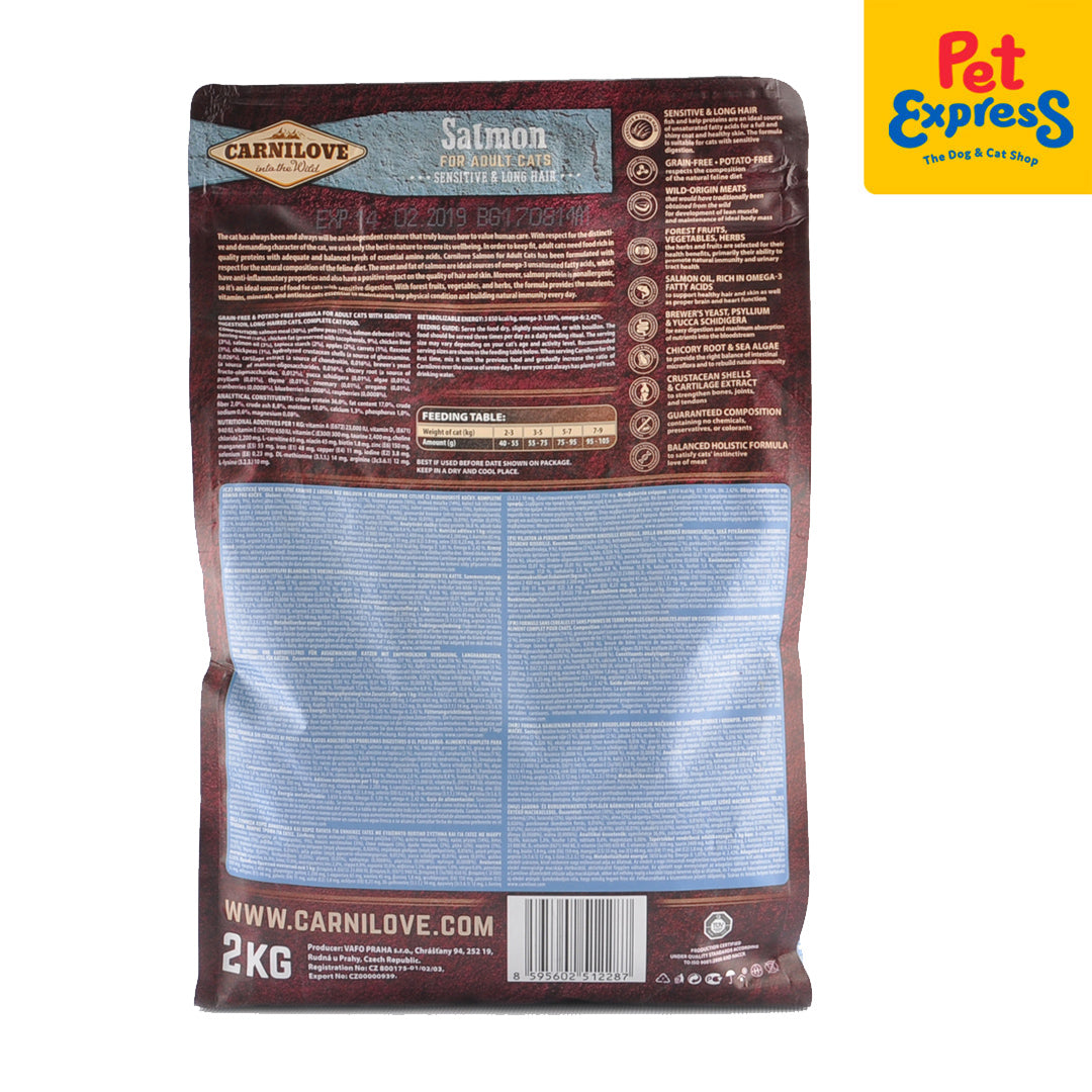 Carnilove Lachs Sensitive & Long Hair Trockenfutter Für Katzen – 400 G, Für Empfindliche Haut & Langes Fell