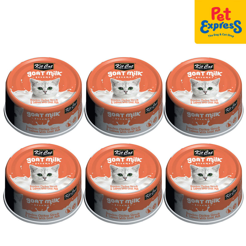 Kit Cat Goat Milk Gourmet Chicken and Salmon Wet Cat Food 70g (6 cans)