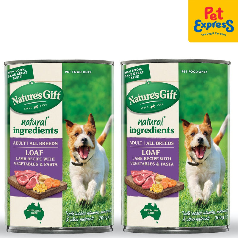 Nature's Gift Lamb Recipe Vegetables and Pasta Wet Dog Food 700g (2 cans)