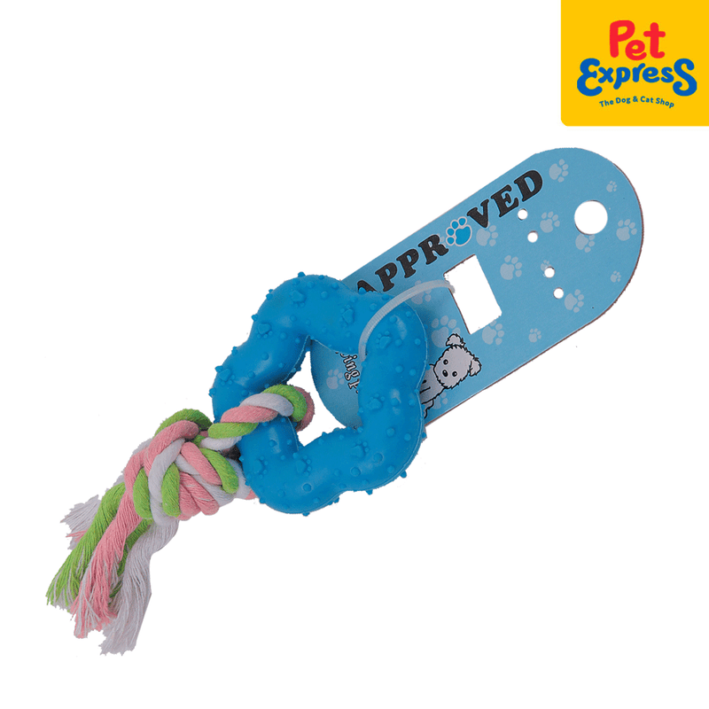 Approved Teether Star with Rope Dog Toy Blue_side