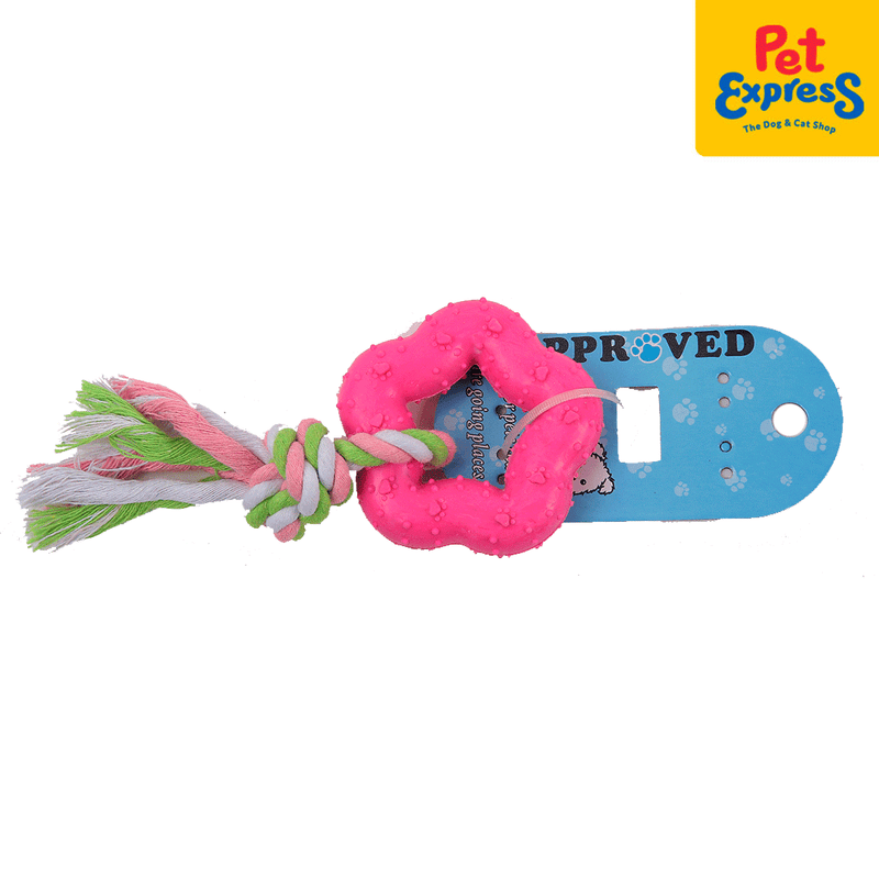 Approved Teether Star with Rope Dog Toy Pink_main