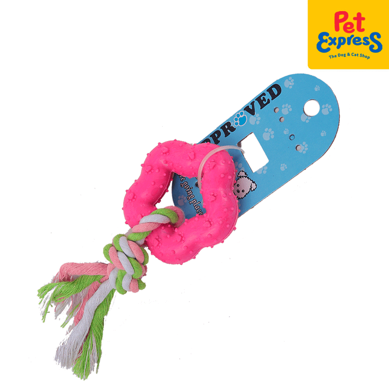 Approved Teether Star with Rope Dog Toy Pink_side