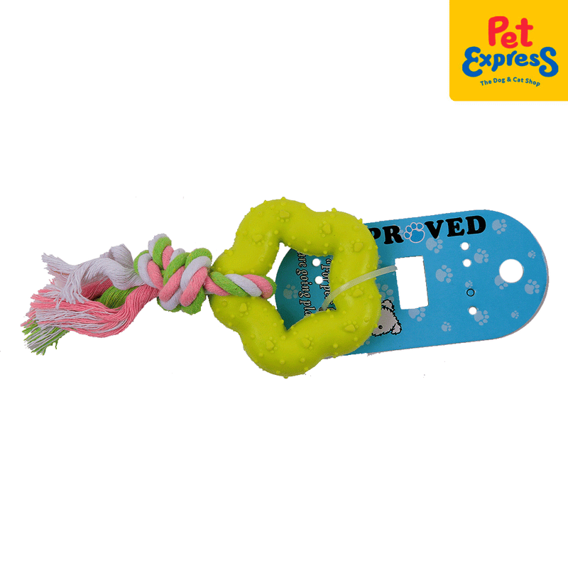 Approved Teether Star with Rope Dog Toy Yellow Green_main