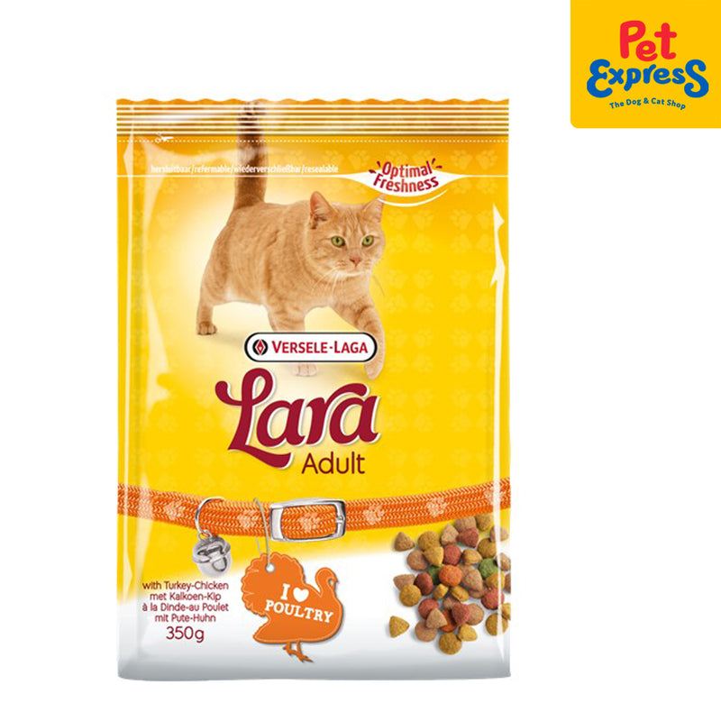 Lara Adult Poultry Turkey and Chicken Dry Cat Food 350g