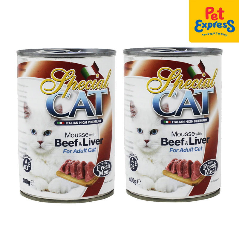 Special Cat Mousse Beef and Liver Wet Cat Food 400g (2 cans)