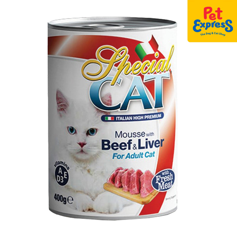 Special Cat Mousse Beef and Liver Wet Cat Food 400g (2 cans)