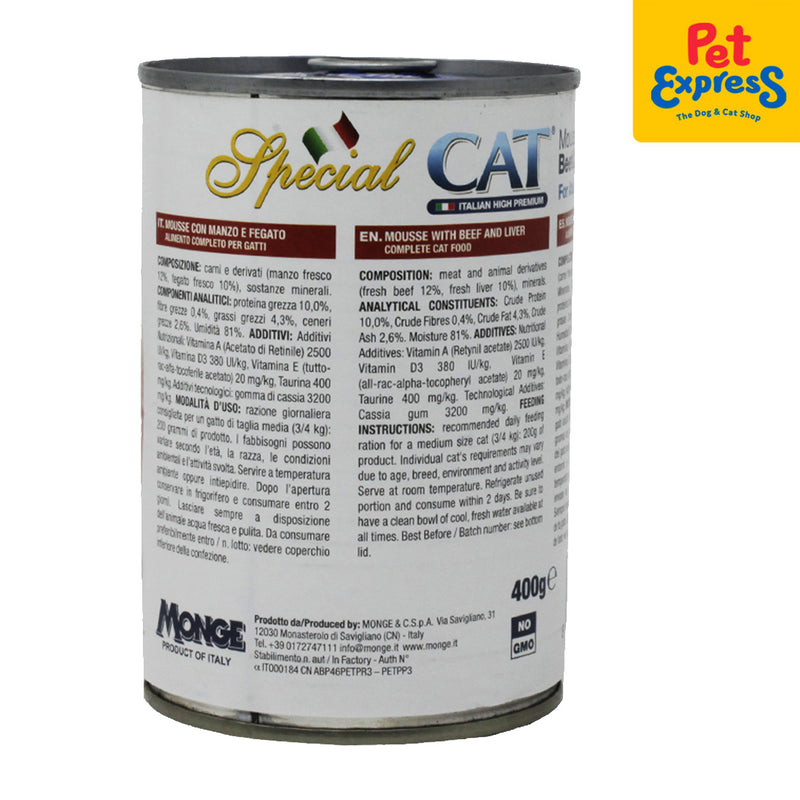 Special Cat Mousse Beef and Liver Wet Cat Food 400g (2 cans)