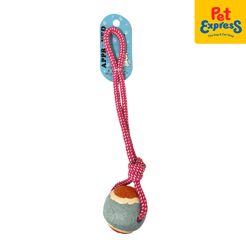 Approved Knotted Rope with Tennis Ball Pink Blue Dog Toy 004 1277_front