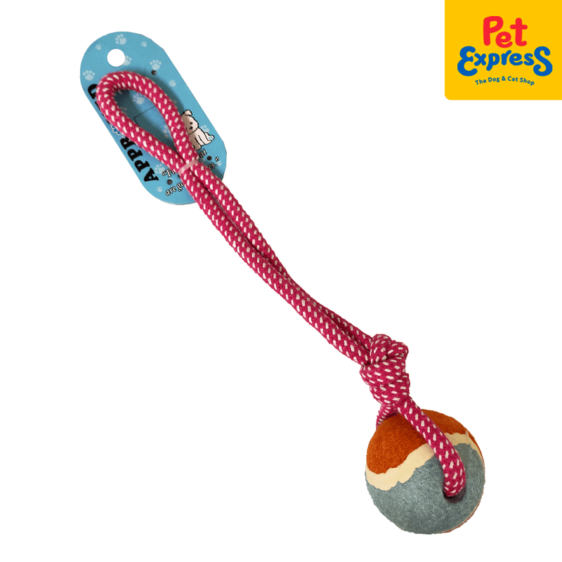 Approved Knotted Rope with Tennis Ball Pink Blue Dog Toy 004 1277_side a
