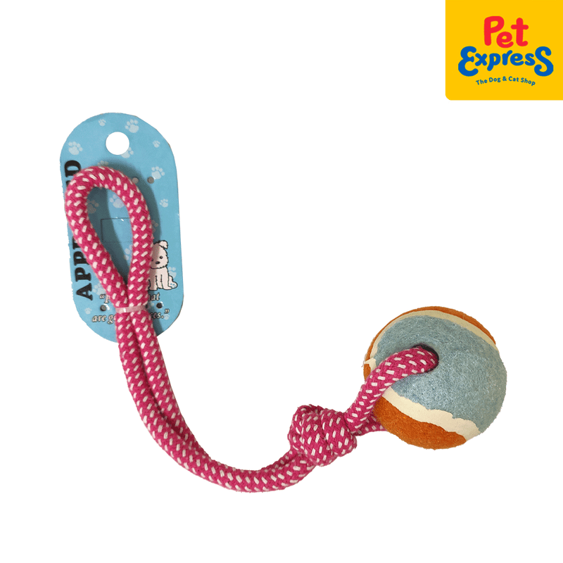 Approved Knotted Rope with Tennis Ball Pink Blue Dog Toy 004 1277_side b