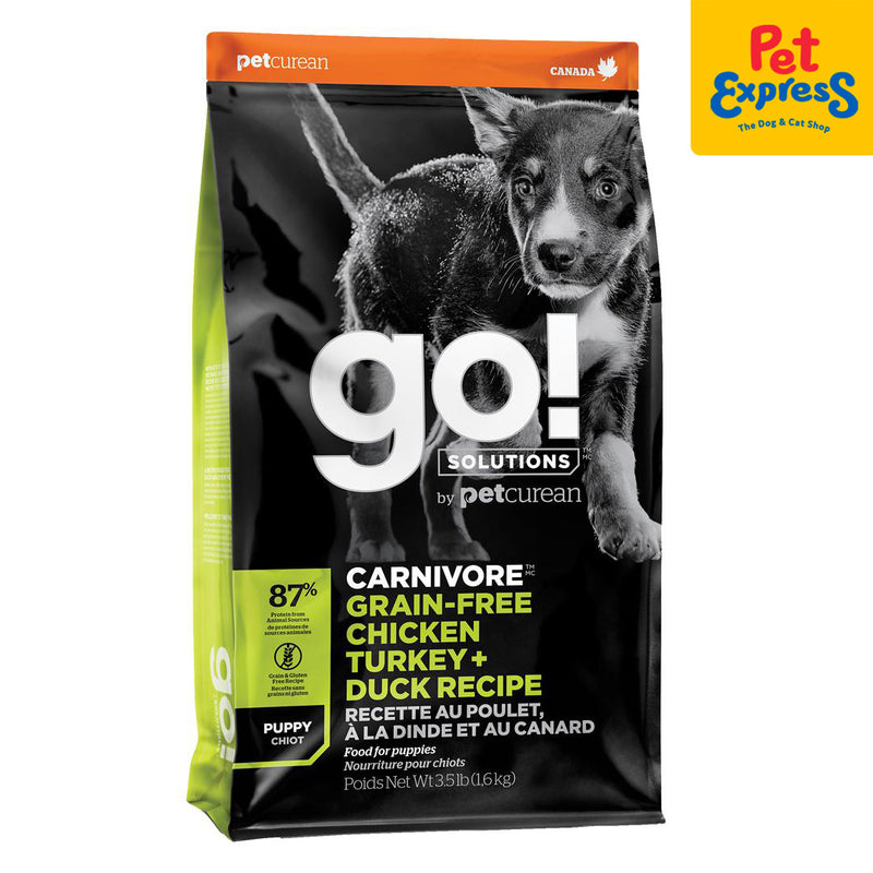 Go! Solutions Carnivore Grain Free Chicken Turkey and Duck Recipe Puppy Dry Dog Food 3.5lbs