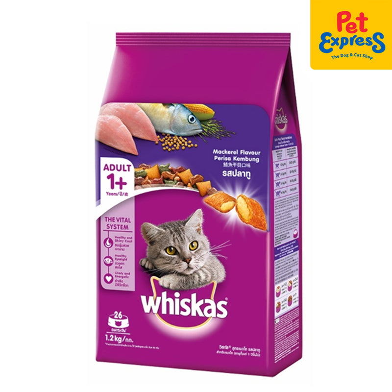 Whiskas Adult Mackerel Dry Cat Food 1.2kg_front
