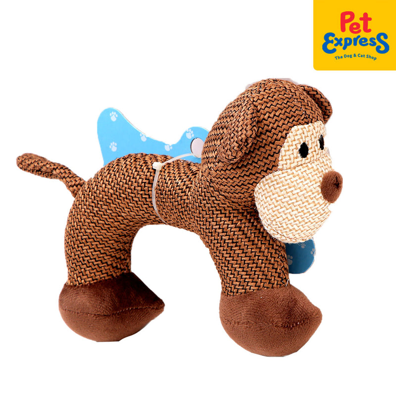 Approved Plush Brown Monkey Dog Toy_side