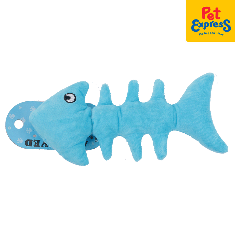 Approved Plush Fish Bone Dog Toy Blue_front