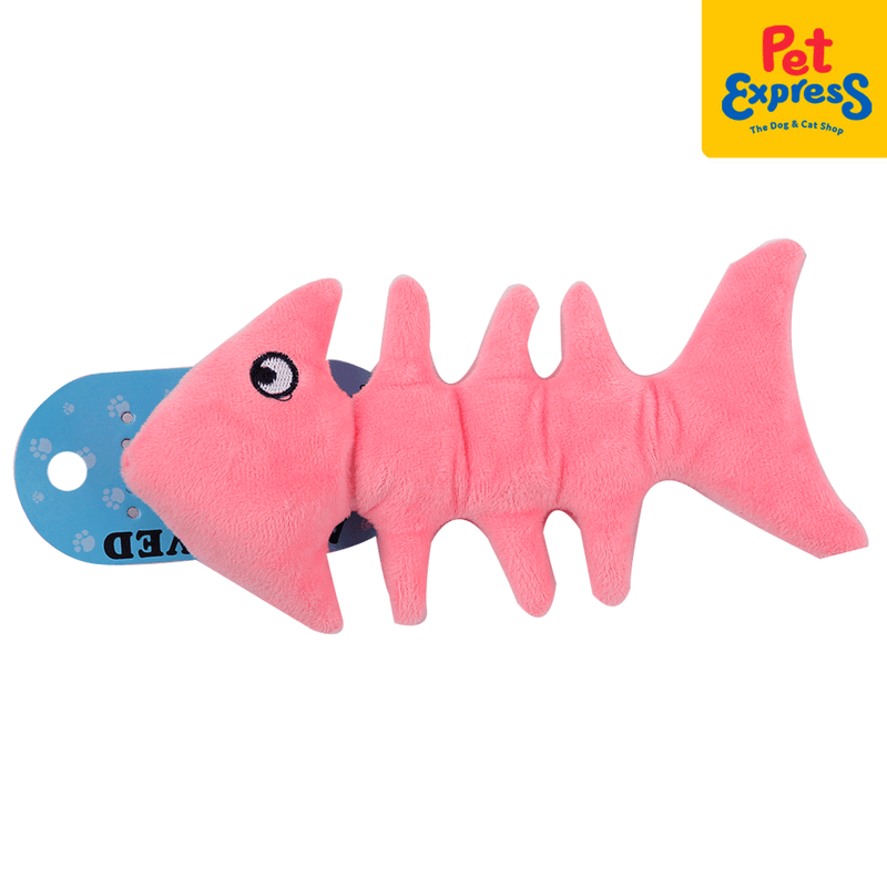 Approved Plush Fish Bone Dog Toy Pink_front