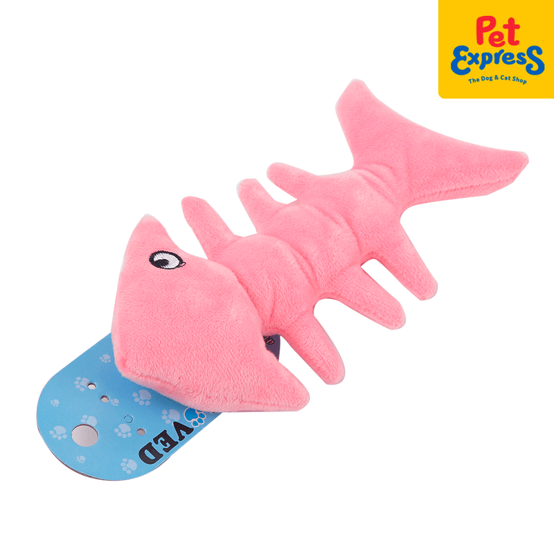 Approved Plush Fish Bone Dog Toy Pink_side