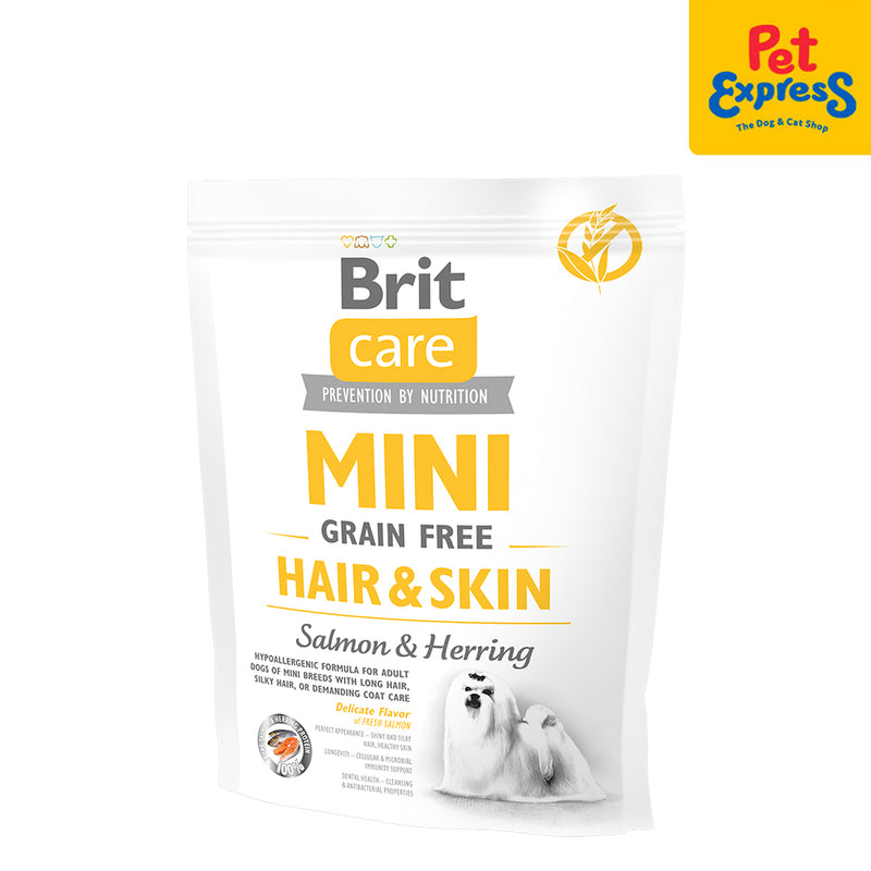 Brit Care Mini Adult Grain Free Hair and Skin Salmon and Herring Dry Dog Food 400g