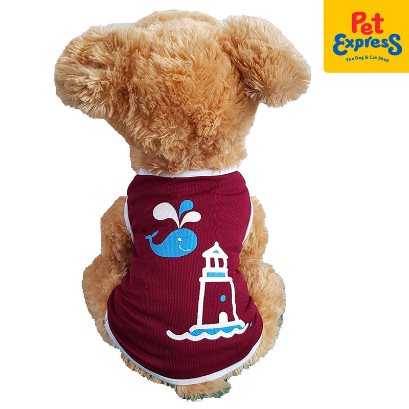 Pawsh Couture Summer Tee Lighthouse Maroon Dog Apparel Small_back