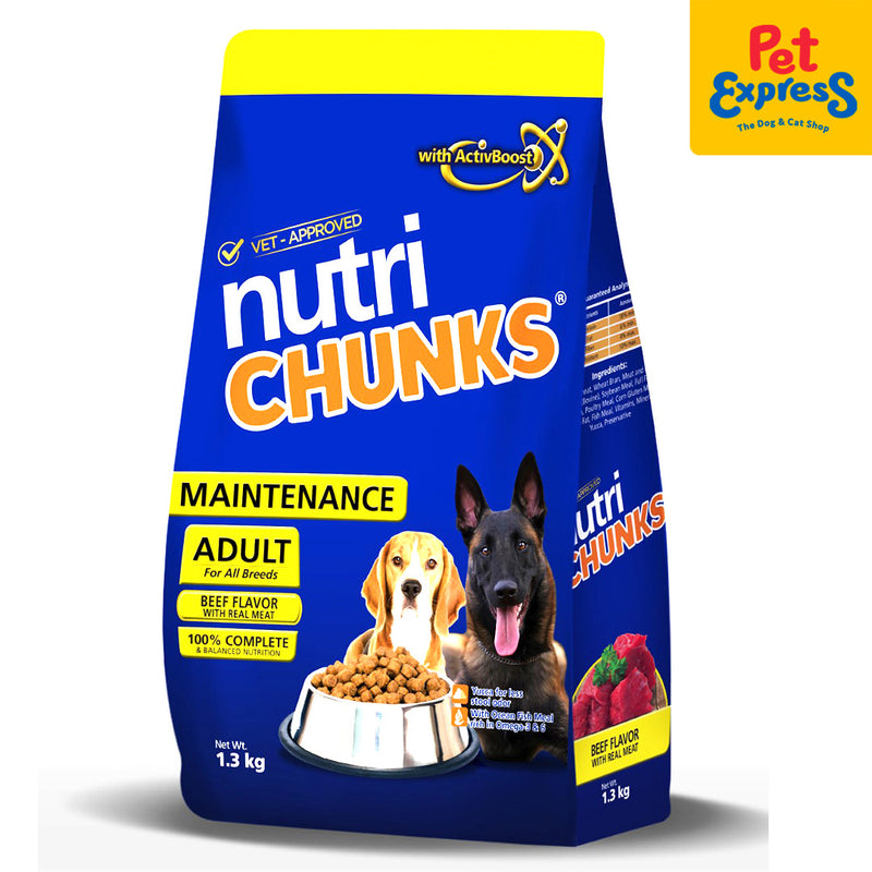 Nutri Chunks Adult Maintenance Beef Dry Dog Food 1.3kg