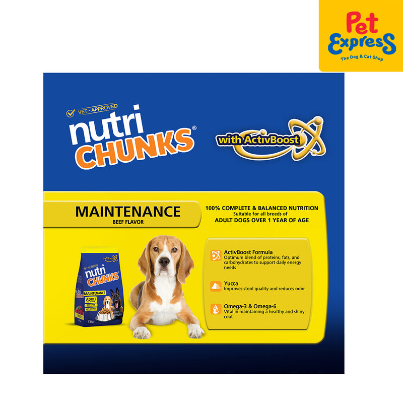 Nutri Chunks Adult Maintenance Beef Dry Dog Food 1.3kg