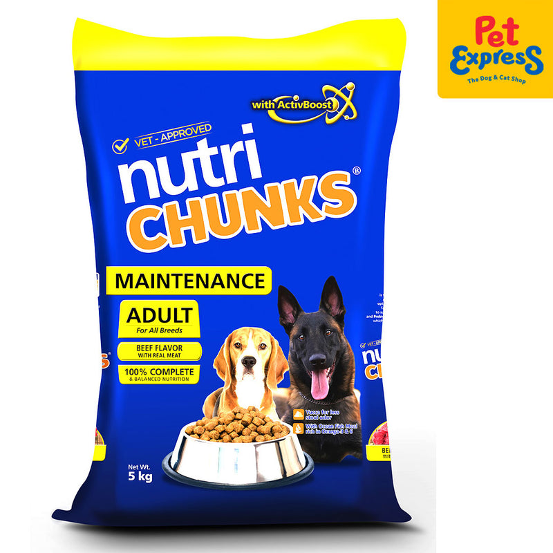 Nutri Chunks Adult Maintenance Beef Dry Dog Food 5kg