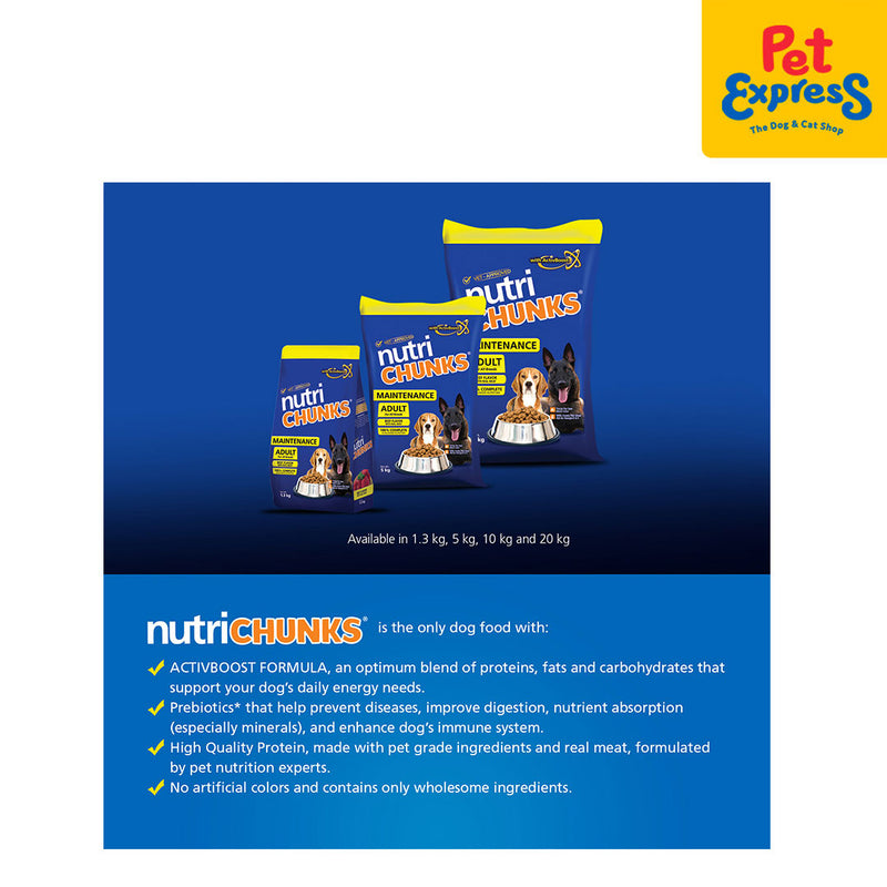 Nutri Chunks Adult Maintenance Beef Dry Dog Food 5kg