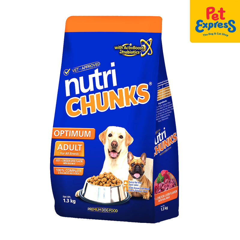 Nutri Chunks Adult Optimum Beef and Chicken Liver Dry Dog Food 1.3kg
