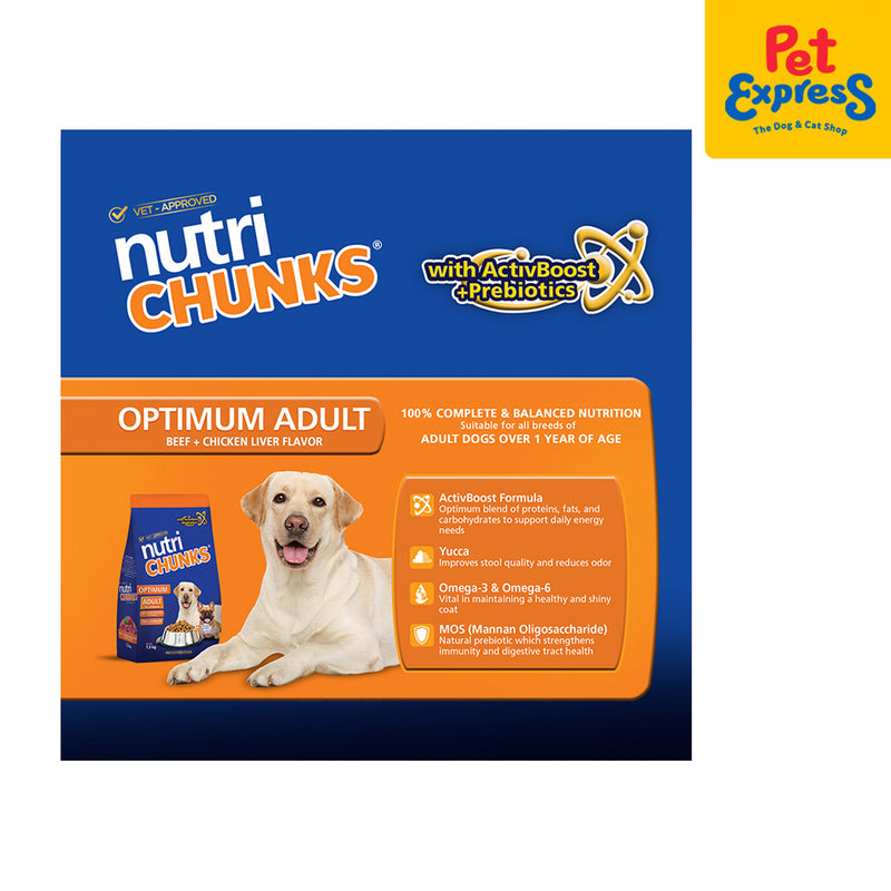 Nutri Chunks Adult Optimum Beef and Chicken Liver Dry Dog Food 1.3kg