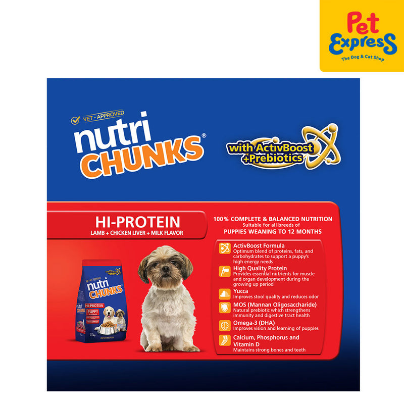 Nutri Chunks Puppy Hi Protein Lamb Chicken Liver and Milk Dry Dog Food 1.3kg
