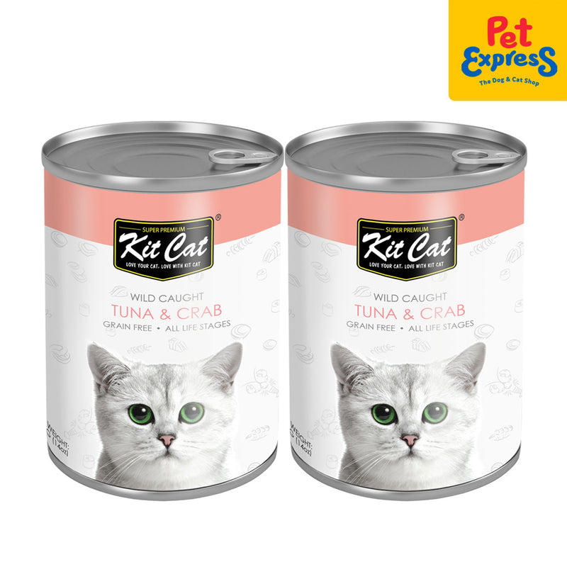 Kit Cat Grain Free Tuna and Crab Wet Cat Food 400g (2 cans)